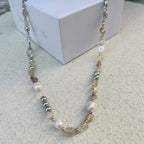 Natural Blue Crystal Freshwater Pearl Alloy Necklace