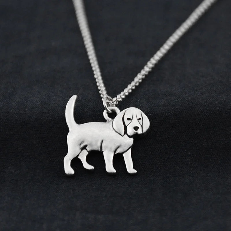Stainless Steel Beagle Dog Pendant Necklace