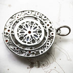 Flower Amulet Round Pendant in 925 Sterling Silver with Zircon Stones