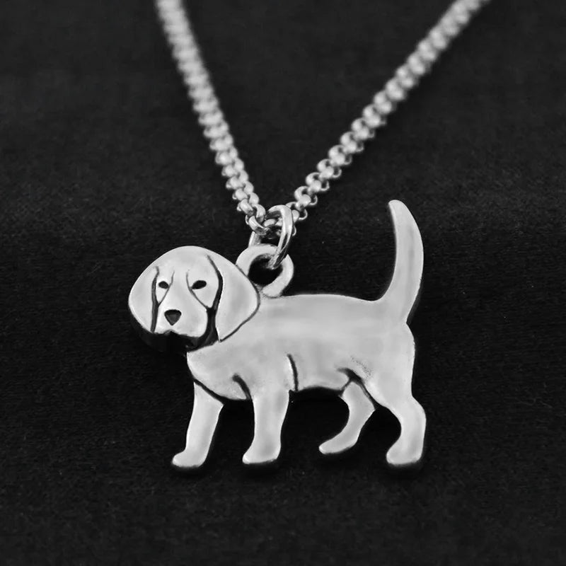 Stainless Steel Beagle Dog Pendant Necklace