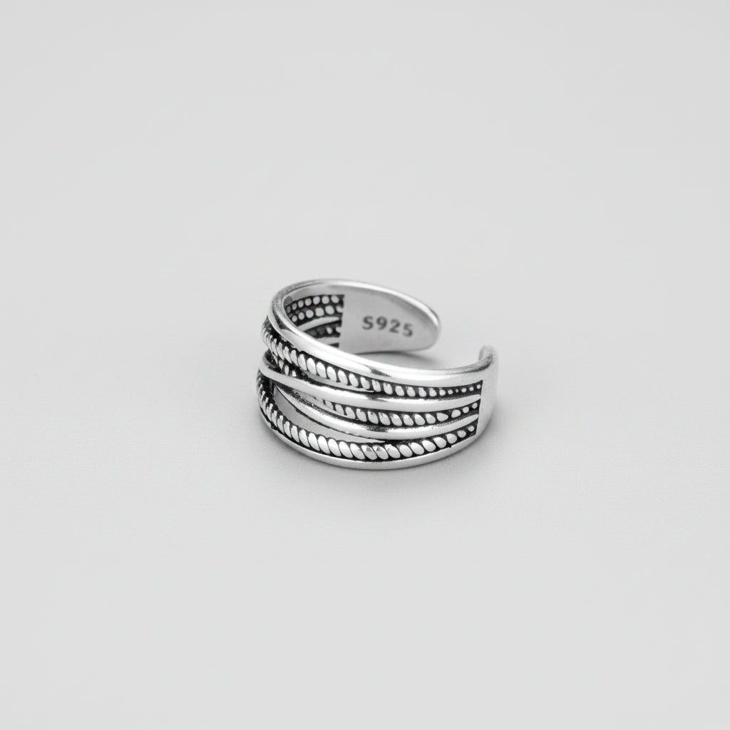 White Gold Plated 925 Sterling Silver Adjustable Ring