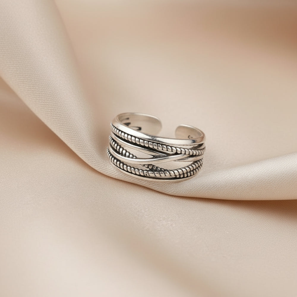 White Gold Plated 925 Sterling Silver Adjustable Ring