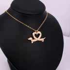 Heart Dog Dachshund Necklace Pendant in Silver/Gold Plated Zinc Alloy