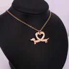 Heart Dog Dachshund Necklace Pendant in Silver/Gold Plated Zinc Alloy