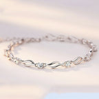 Chain Bracelet in 925 Sterling Silver with Clear or Purple Cubic Zirconia