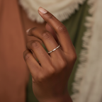 Minimalist Thin Hearts Copper Band Ring with Cubic Zirconia Stones