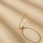 Minimalist Thin Hearts Copper Band Ring with Cubic Zirconia Stones