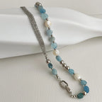 Natural Blue Crystal Freshwater Pearl Alloy Necklace