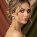 Blue Clear Zircon Hoop Earrings in 925 Sterling Silver