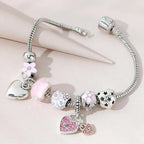 Love Heart Flower Crystal Pendant Charm Copper Bracelet