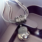 Bold Long Statement Necklace with Oversized Crystal Pendant - Choose Yours