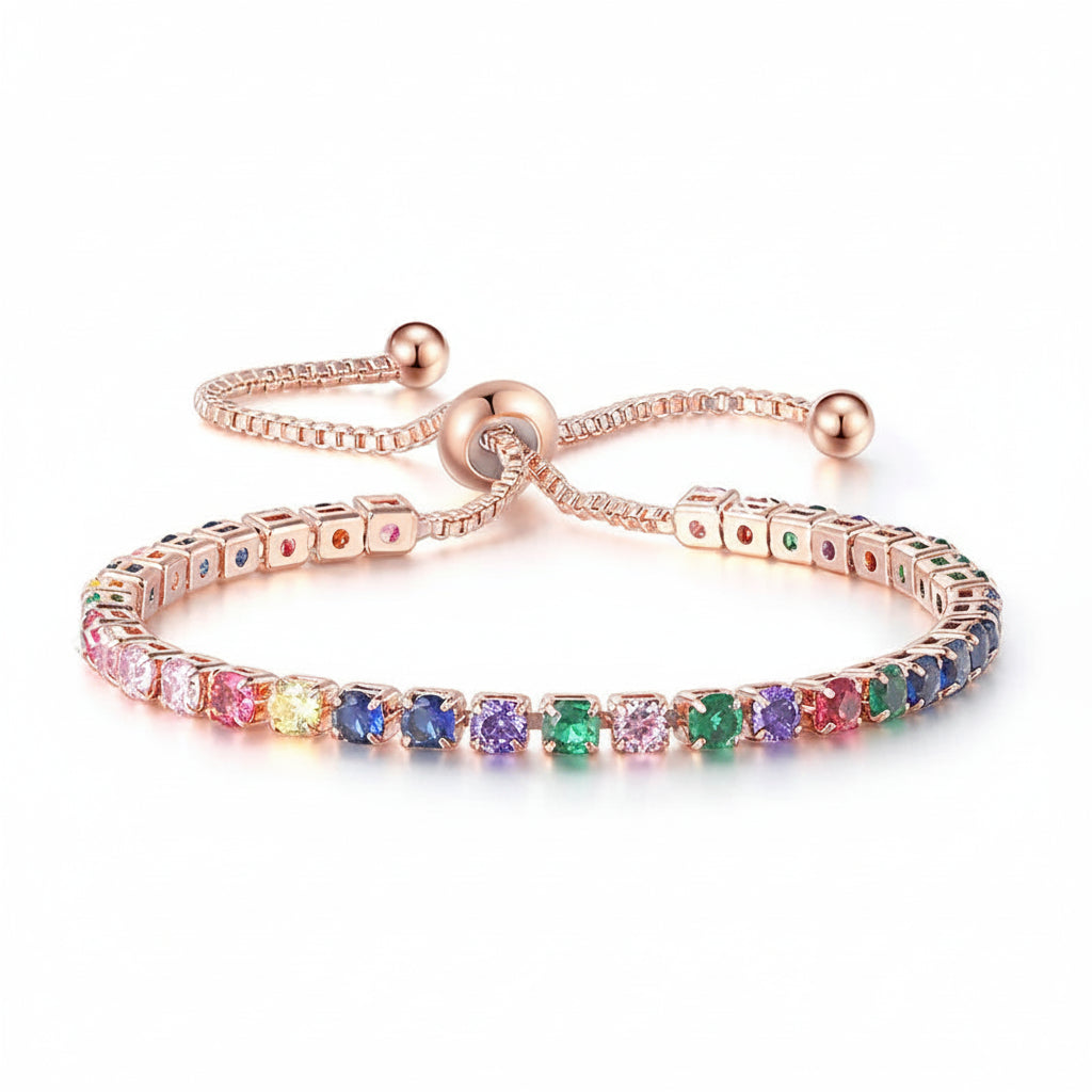 Selection of 925 Sterling Silver Tennis Bracelets with Multi-colored Zircons