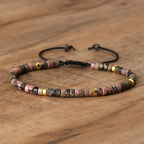 Adjustable Rope Bracelet with Natural Stone Beads - Large Selection