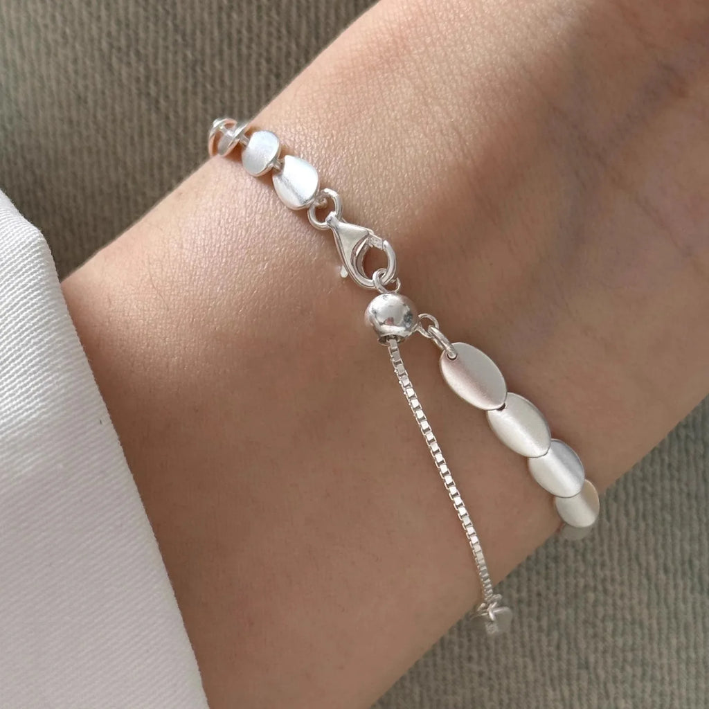 Matte 925 Sterling Silver Bracelet Adjustable