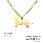 Stainless Steel Pendant Necklace Dachshund Dog Cutout Heart - 4 Options