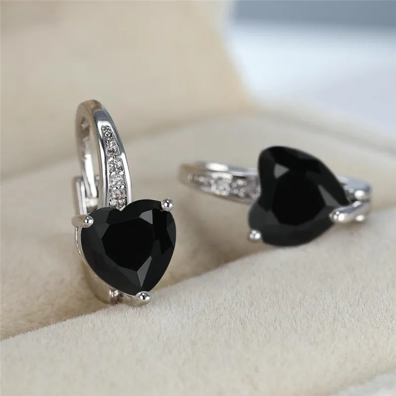 Cubic Zirconia Hoop Alloy Earrings - 11 Colors!