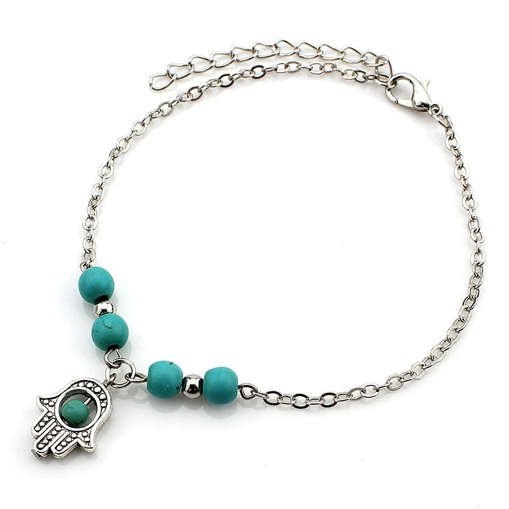 Boho Turquoise Resin Bead Summer Anklet in Zinc Alloy - Choose Your Design