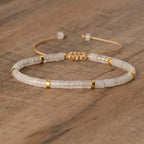 Adjustable Rope Bracelet with Natural Stone Beads - Large Selection