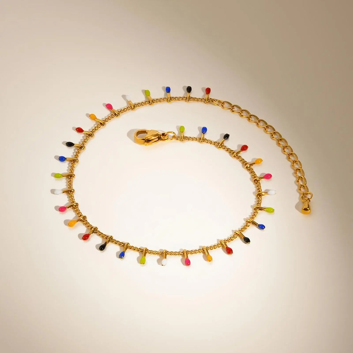 Colorful Bohemia Anklet in Gold-Plated Stainless-Steel