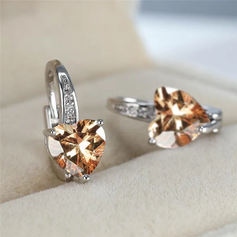 Cubic Zirconia Hoop Alloy Earrings - 11 Colors!