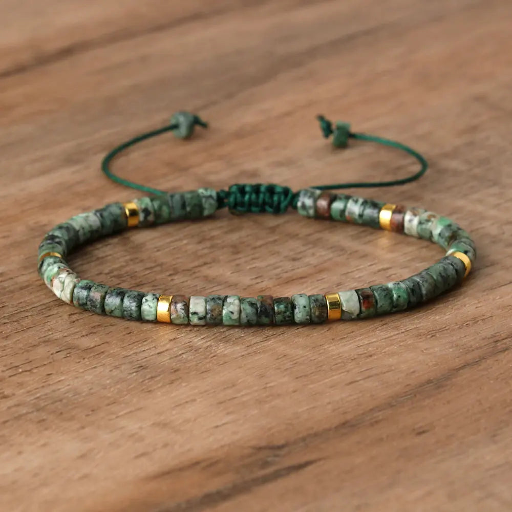 Adjustable Rope Bracelet with Natural Stone Beads - Large Selection