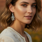 Vintage-Inspired Blue & Brown Topaz Floral Drop Dangle Earrings