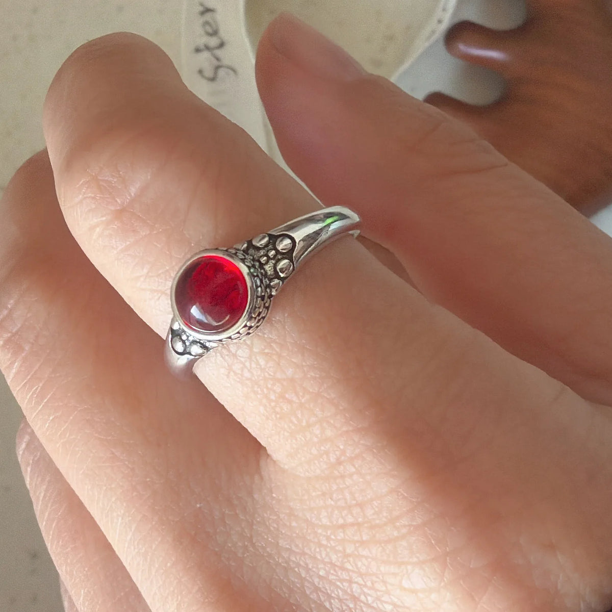 925 Sterling Silver Stone Adjustable Ring with Turquoise