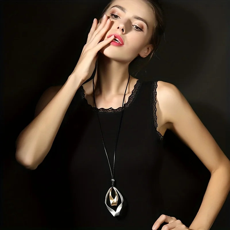 Party Necklace with Geometric Bold Pendant - Statement Piece