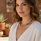 African Turquoise, Tiger Eye & Malachite Gemstone Necklace