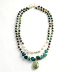 Boho Tiger Eye, Indian Agate & Pearl Layered Necklace