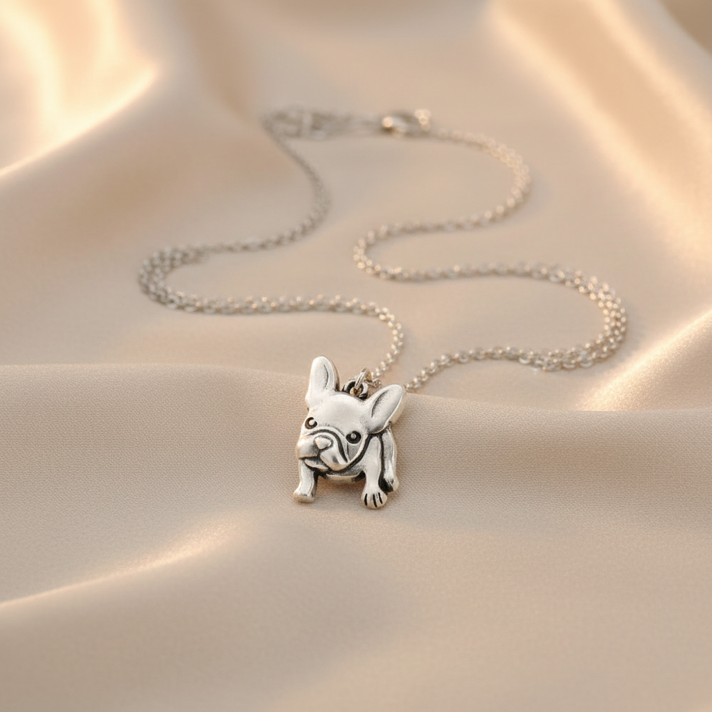 Stainless Steel French Bulldog Dog Pendant Necklace