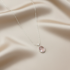 925 Sterling Silver Pink Crystal Moonstone Feminine Necklace