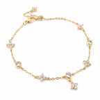 Gold Plated Silver 925 Sterling Silver Zircon Clover Ankle Bracelet