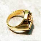 Golden Royalty Star Stamp Ring In 925 Sterling Silver with Zircon Stones