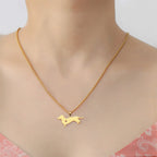 Stainless Steel Pendant Necklace Dachshund Dog Cutout Heart - 4 Options
