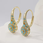 Bohemian Blue Stone Inlaid Gold-Plated Alloy Drop Earrings