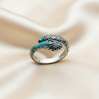 Tropical Mystic Snake Ring in 925 Sterling Silver with Zircons