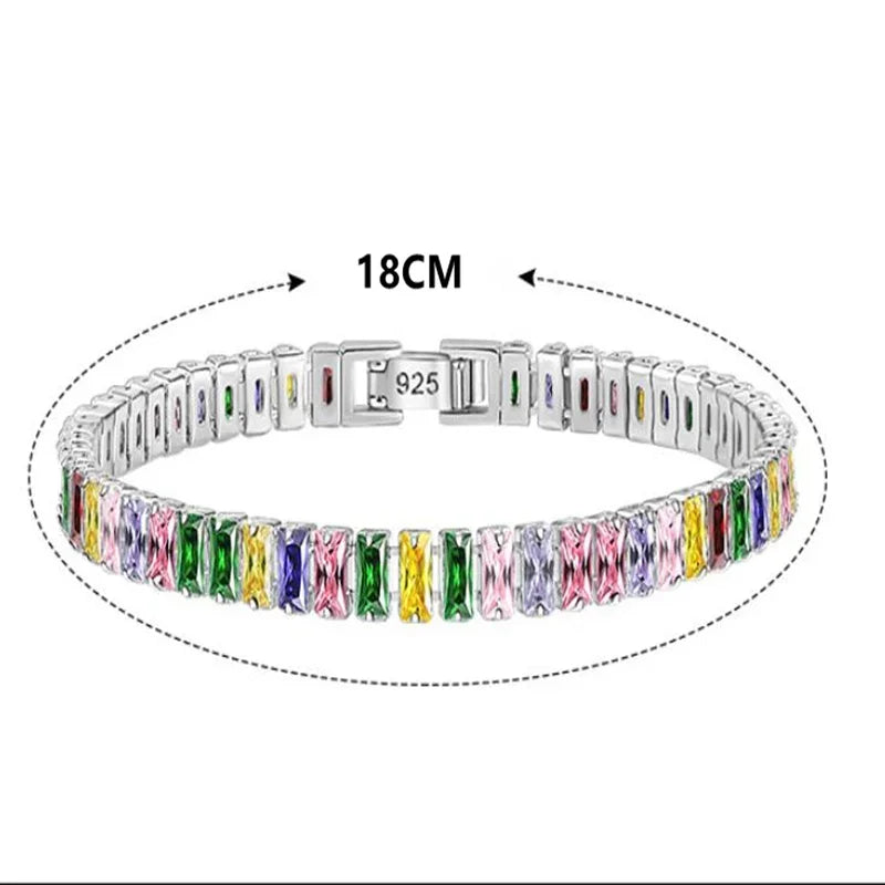 Selection of 925 Sterling Silver Tennis Bracelets with Multi-colored Zircons