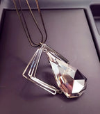 Bold Long Statement Necklace with Oversized Crystal Pendant - Choose Yours