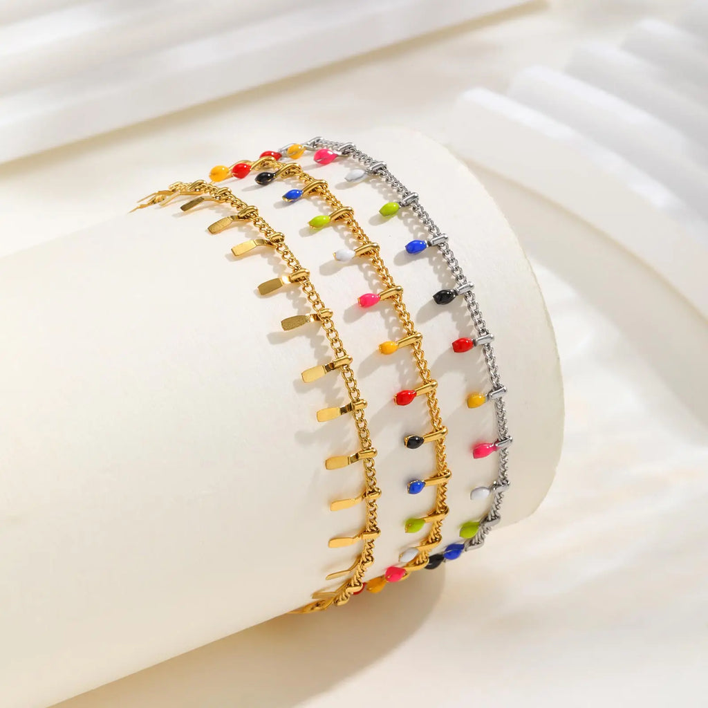 Colorful Bohemia Anklet in Gold-Plated Stainless-Steel