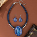 Colorful Oval Crystal Statement Necklace & Earrings Set