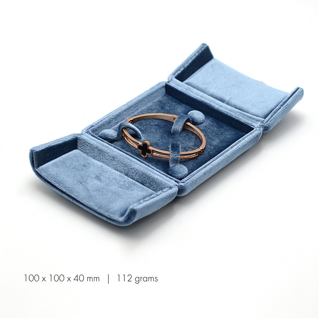 Double-Layer Blue Velvet Jewelry Box – Elegant Jewelry Storage Organizer