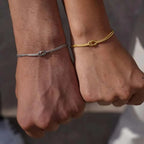 Unisex Stainless Steel Snake Chain Knot Bracelet - Handmade, Minimalist