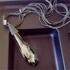 Bold Long Statement Necklace with Oversized Crystal Pendant - Choose Yours