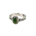 925 Sterling Silver Green Gemstone Adjustable Ring