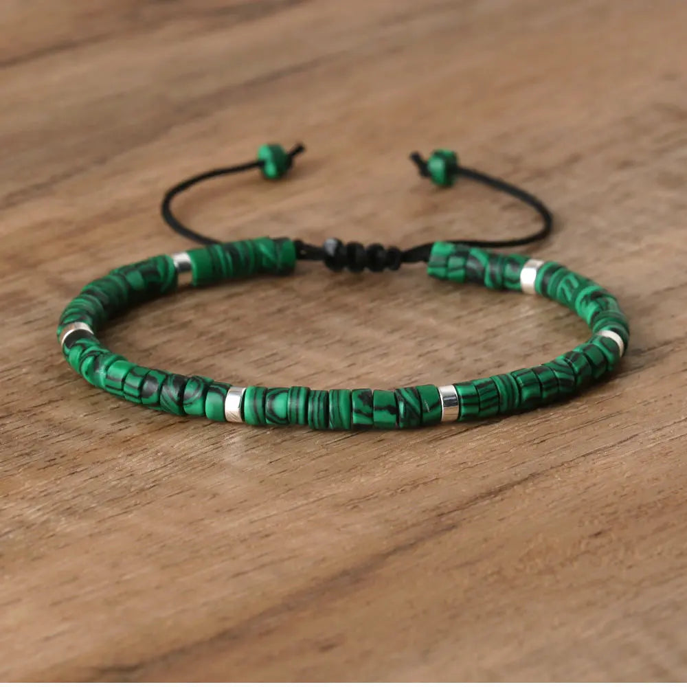 Adjustable Rope Bracelet with Natural Stone Beads - Large Selection