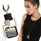 Bold Long Statement Necklace with Oversized Crystal Pendant - Choose Yours