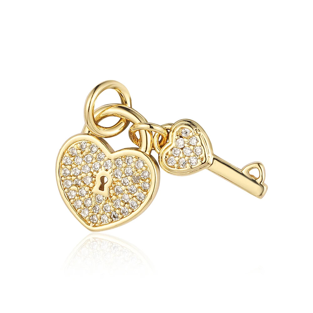 5-Piece Cubic Zirconia Copper Charms for Jewelry Making