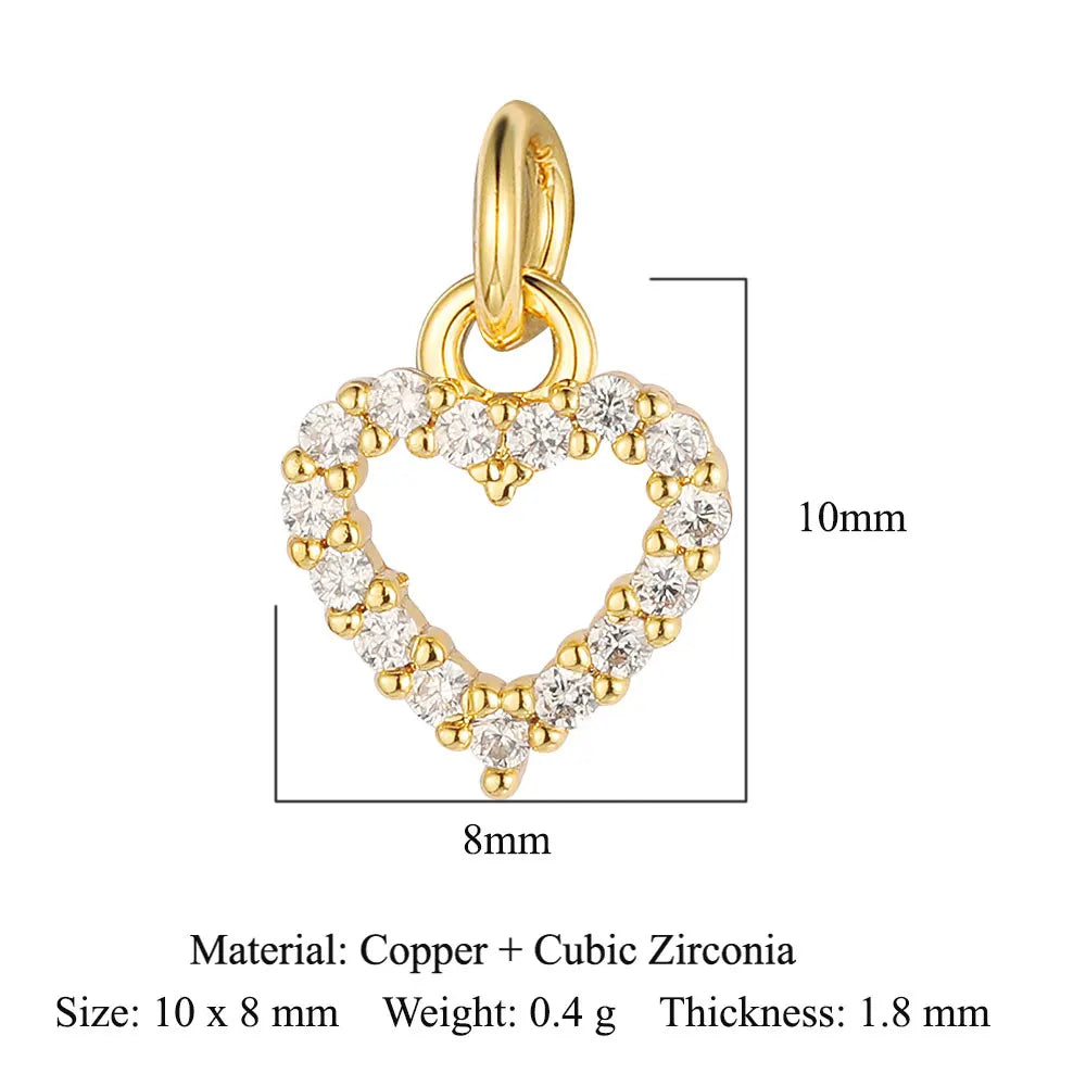 5-Piece Cubic Zirconia Copper Charms for Jewelry Making