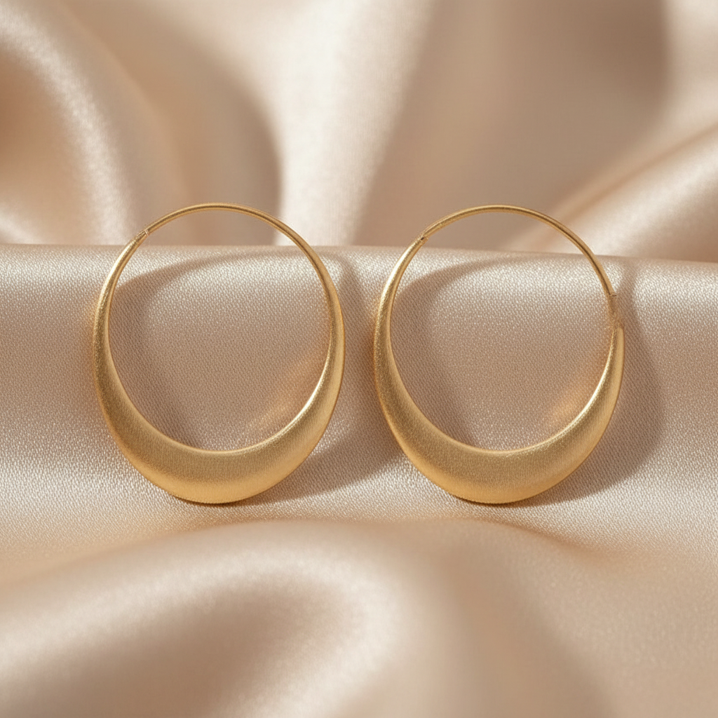 18K Gold Plated Crescent-Shaped Hoop Earrings